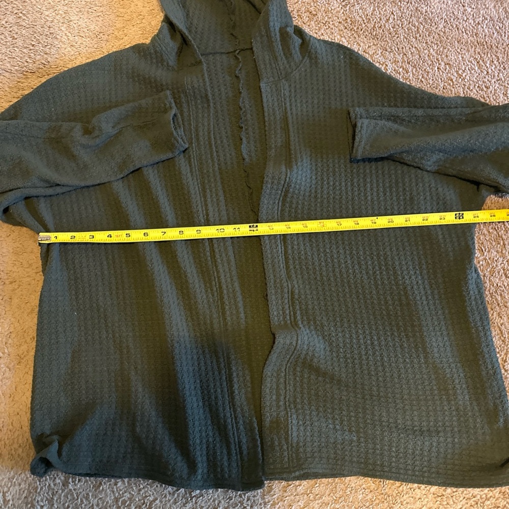 American Eagle Soft & Sexy Plush Green Hooded Open Front Cardigan Size Medium - Picture 8 of 8